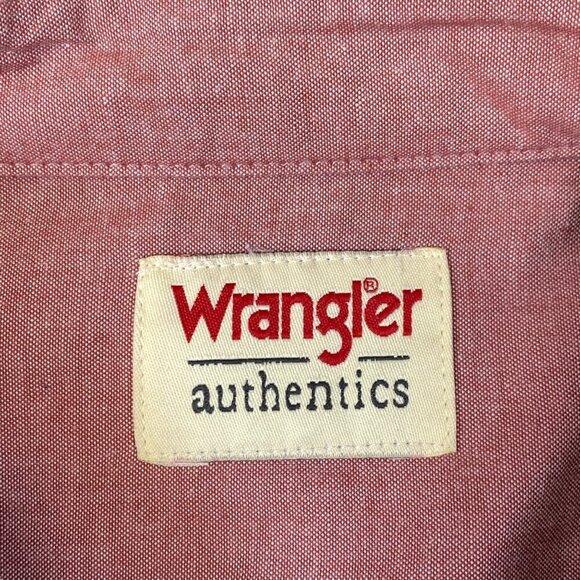 Wrangler Authentics Shirt Mens Sz 2XL Red Long Sleeve Button-Up Work Two Pocket - Picture 9 of 11